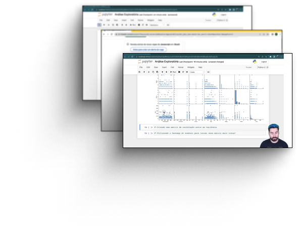 Três imagens de aulas do curso de Ciência de Dados