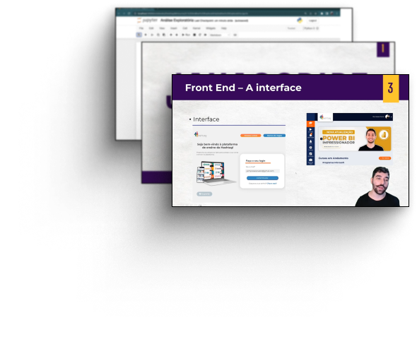 Três imagens de aulas da trilha Full Stack