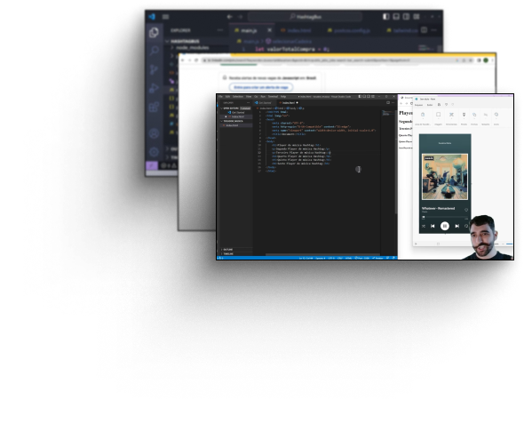 Três imagens de aulas do curso de JavaScript