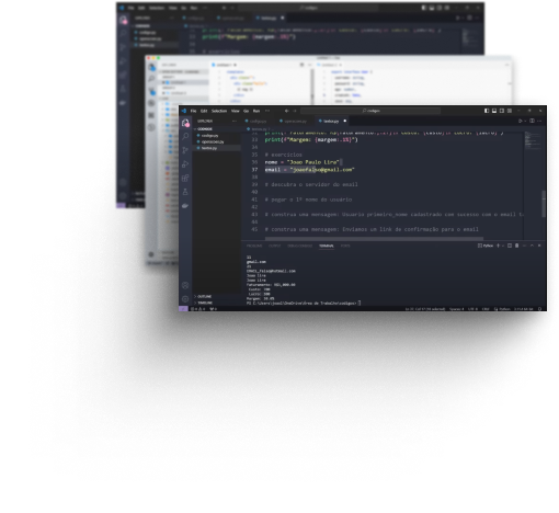 Três imagens de aulas do curso de Python