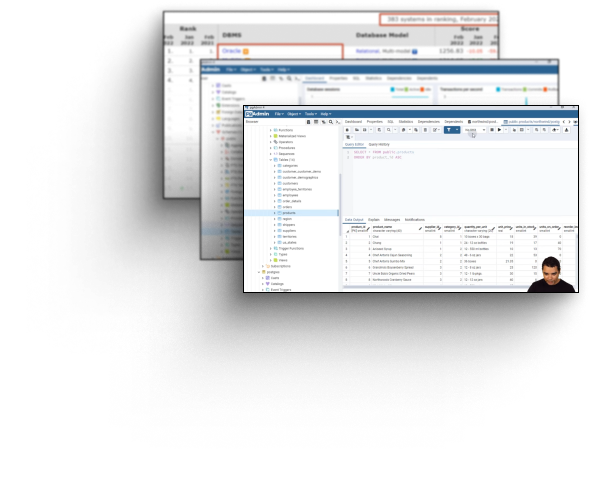 Três imagens de aulas do curso de SQL